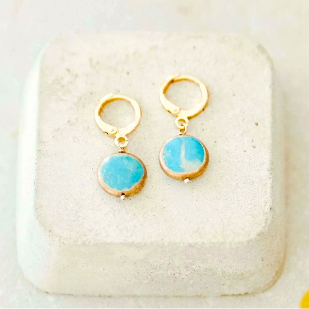 NEW! Reva Grey- Faye Earrings! Turquoise stone. Gold. Perfect Christmas gift!